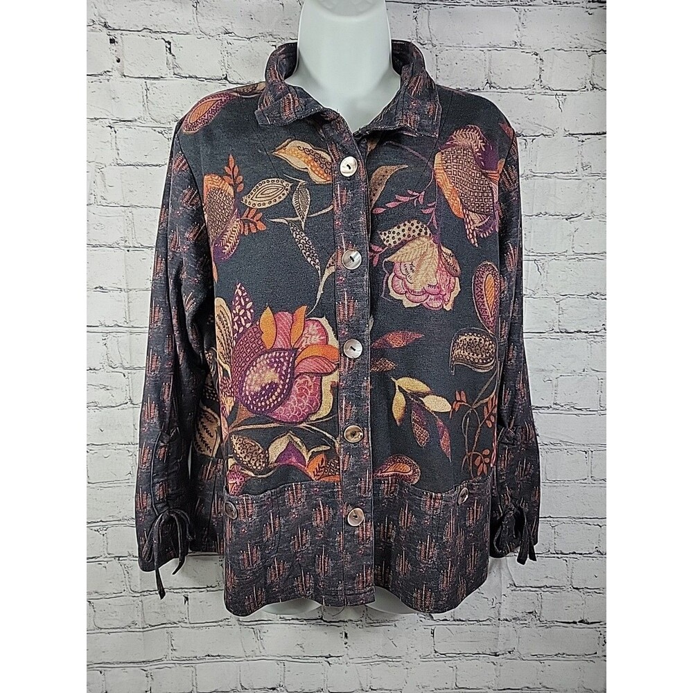 Womens Parsley And Sage Floral Printed Button Up Top Size Med